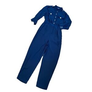 Y2k Madison  Jumpsuit Sz S Navy Blue 3/4 Sleeve‎ New Wave Punk Rock